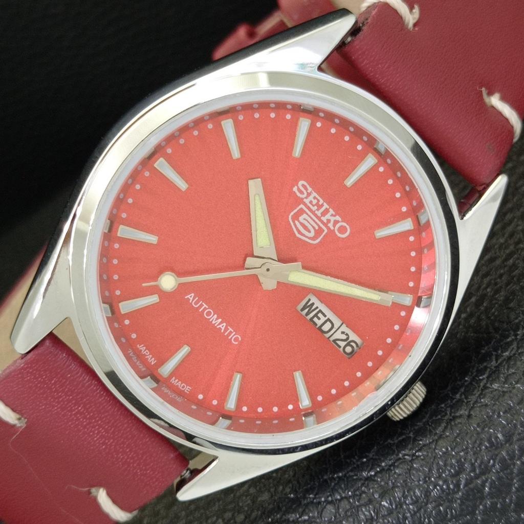 REFURBISHED VINTAGE SEIKO 5 AUTOMATIC 6309A JAPAN MENS RED DIAL WATCH A701708-5 R206c-a701708