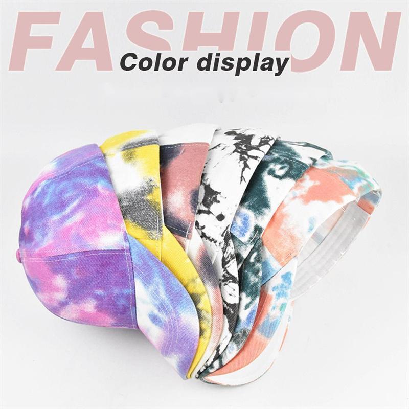 Tie-dyed Sun Hat Breathable Mesh Cotton Casual Mesh Caps Ponytail Messy Bun Caps Unisex Adjustable Baseball Cap For Beach Music