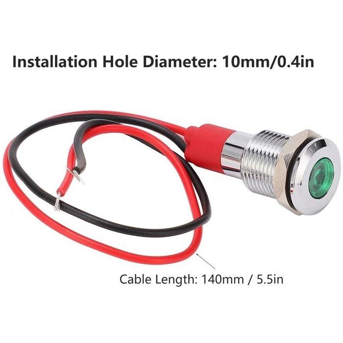 Voyant LED en Métal Voyant étanche Voyant D\'avertissement LED 10mm Puissance Petit Cordon Nickel Plaqué Laiton 220V