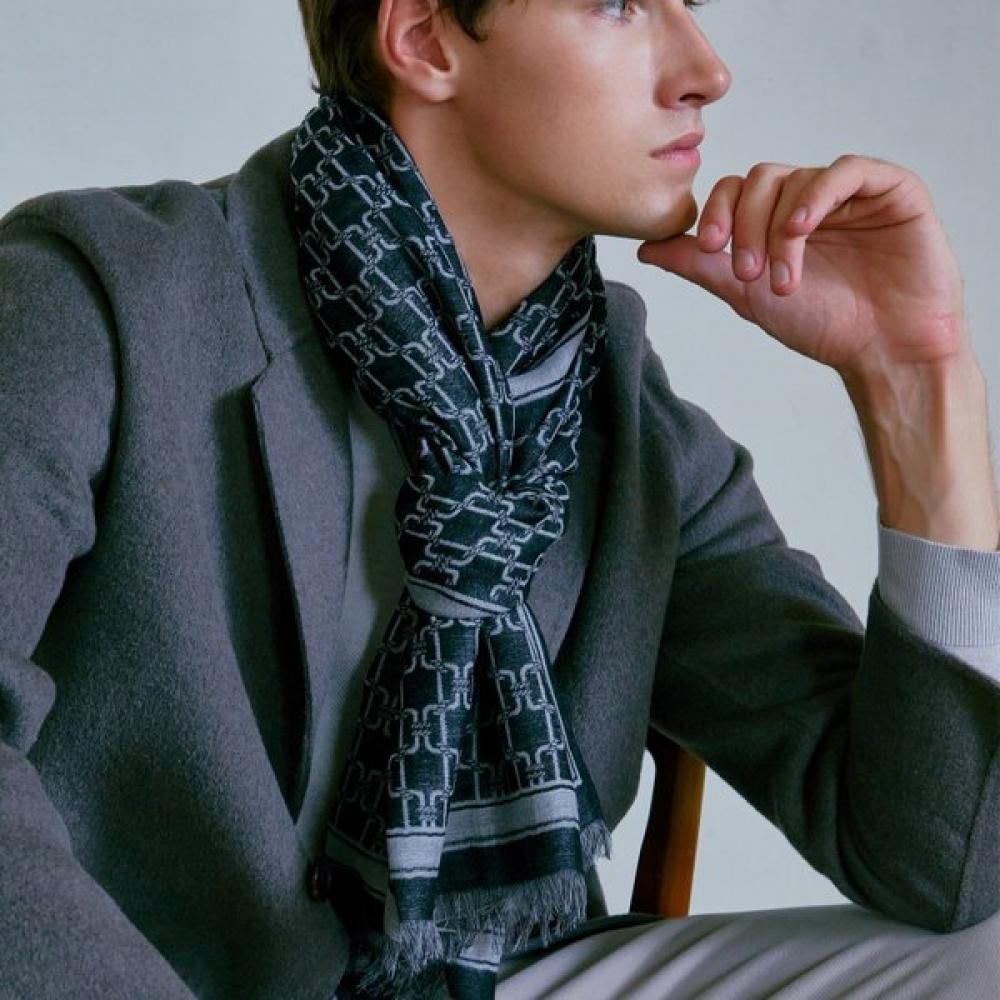 

Daks Wool 100 Black Dd Pattern Scarf Dcsc4f300bk Single option