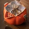1pc Ceramic Persimmon Tea Set Ceramic Tea Pot With 2 Tea Cups For Home Restaurant Hotel Office Tea Accessories Business Gifts Holiday Gifts For Tea Lo