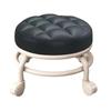 Low Height Rolling Stool with 360 Degrees Wheels Faux Leather Sponge Filled Cushion Modern Home