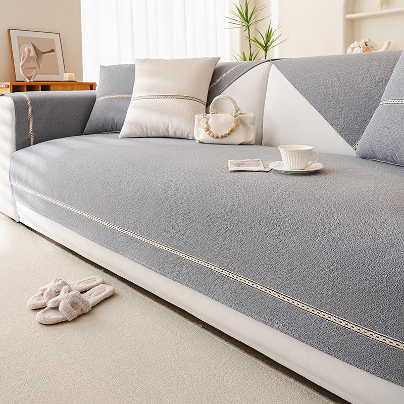 Nordic Style Light Luxury Sofa Cushion Chenille Anti-Scratching Non-Stick Wool Sofa Cover Towel Non-Slip All-Season Universal Seat Cushion