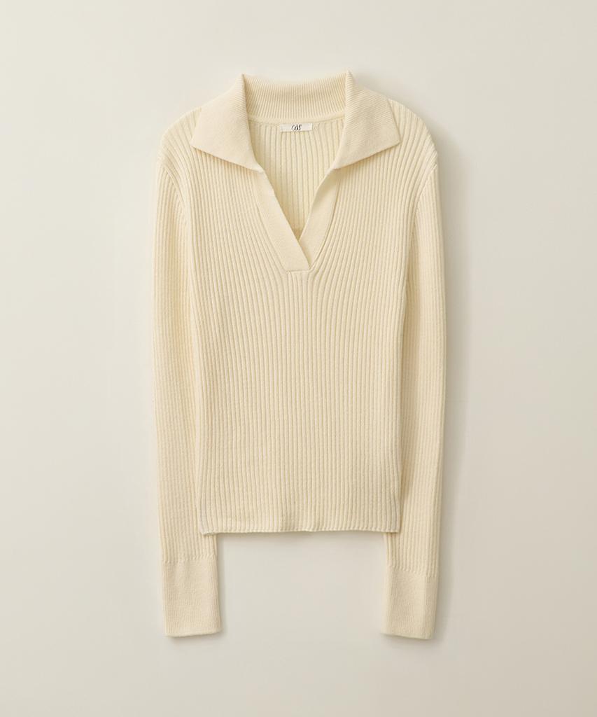 ODER Open Collar Cotton Pullover - Ivory