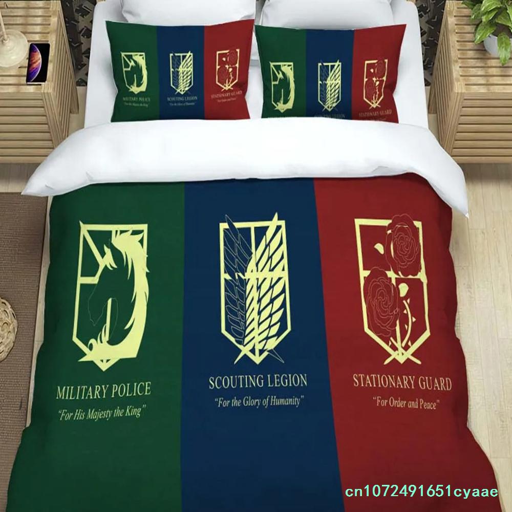 Attack On Titan Printed Polyester Bedding Bedding Set Quilt Cover Pillowcase Soft And Comfortable Customizable