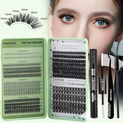Large Capacity DIY Eyelash Extension Set: Natural Thick D Curl Segmented Self-Grafting Single Cluster Blossom Lashes
