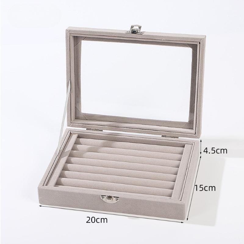 Single-layer Flannel Window-opening Acrylic Jewelry Storage Box, Ring, Earrings, Stud Earrings, Jewelry Finishing and Display Box.