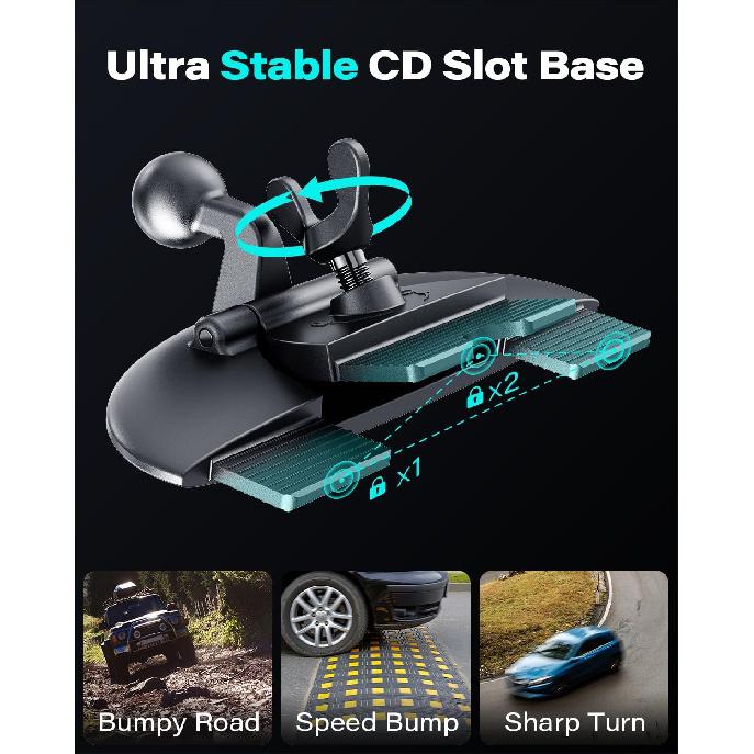 1Zero for MagSafe CD Phone Holder for Car, Foldable Longarm CD Phone Mount