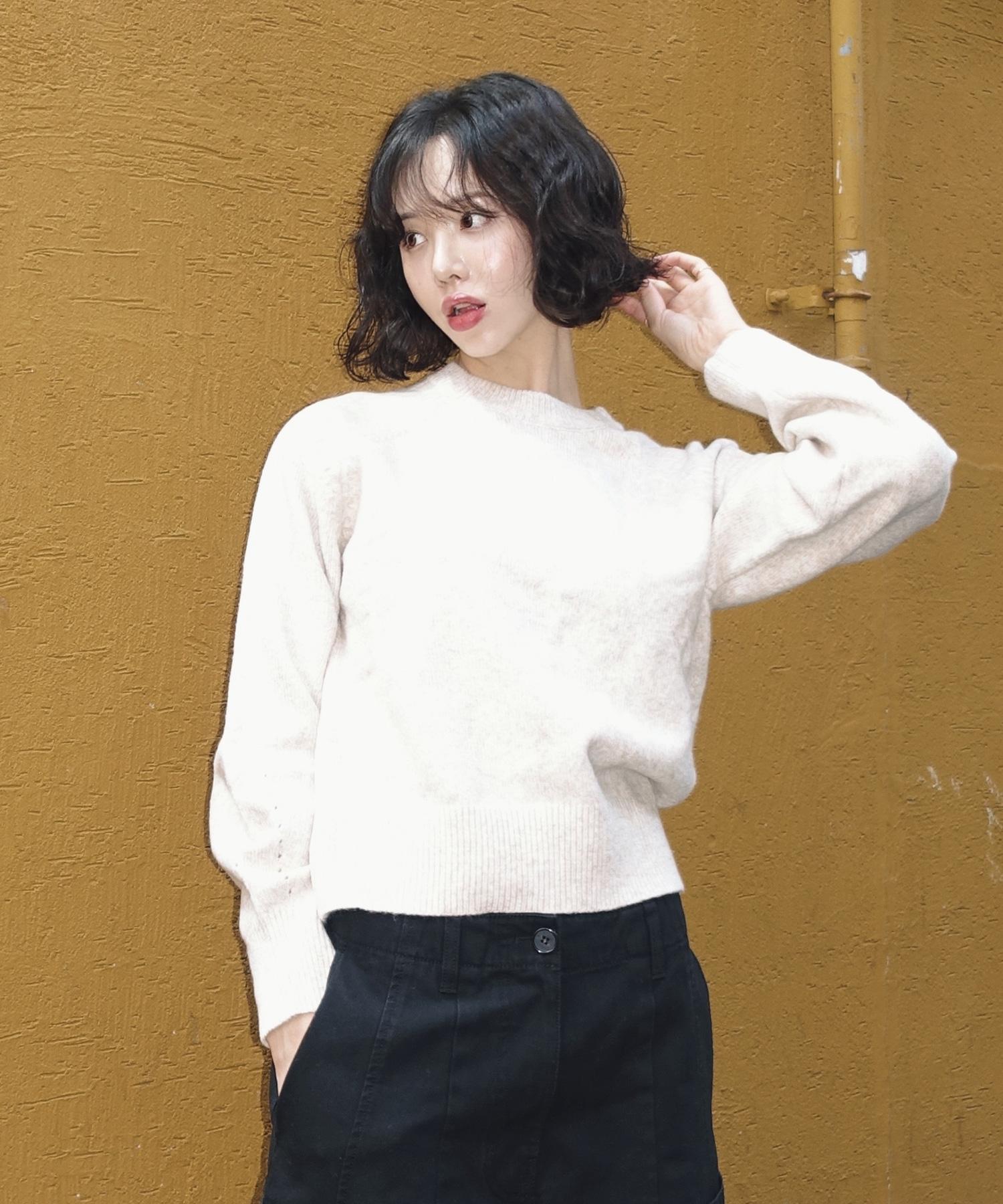 Mind Bridge Woman [W][Air Wool] Round Neck Knit - 2 Colors Or/055