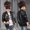 Plus Velvet Warm Autumn Winter PU Leather Jacket for Boys Coat Fashion Waterproof Children Outerwear 2-13 Year Teenage Kids Clothes