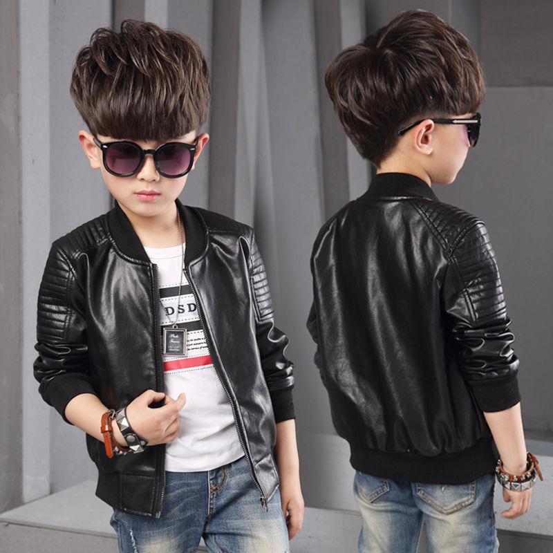 Plus Velvet Warm Autumn Winter PU Leather Jacket for Boys Coat Fashion Waterproof Children Outerwear 2-13 Year Teenage Kids Clothes