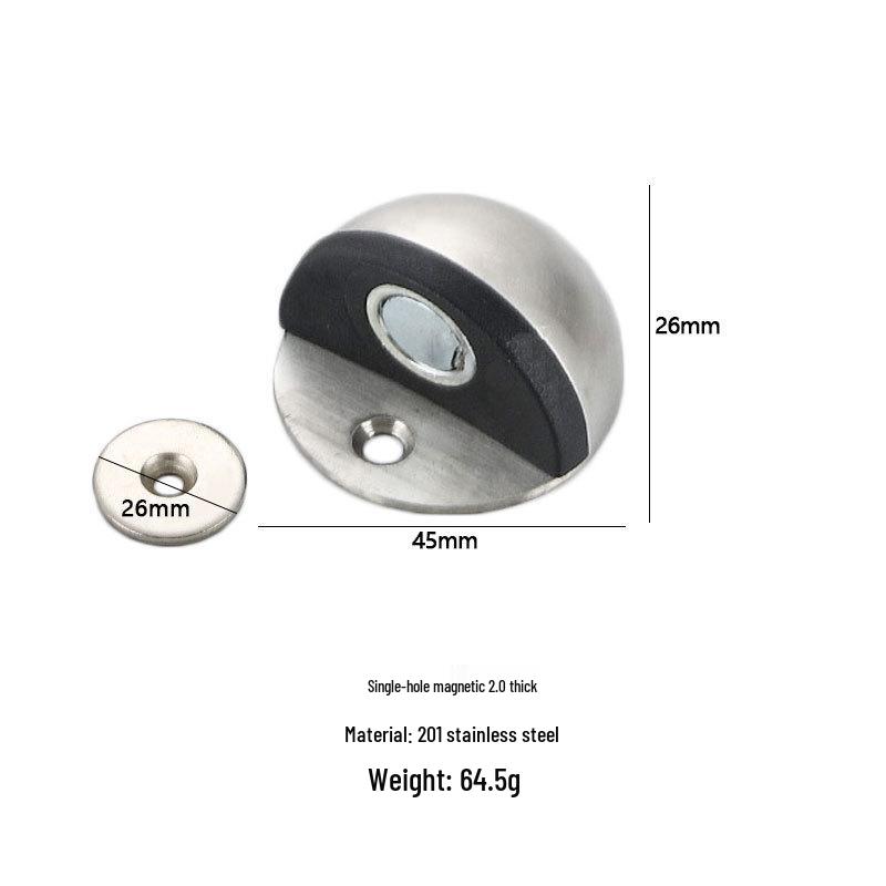 Strong Magnetic Stainless Steel Door Stopper with Anti-Collision & Anti-Wind Features, No-Drill Floor Mount, Thickened Rubber Turtle Top Bumper