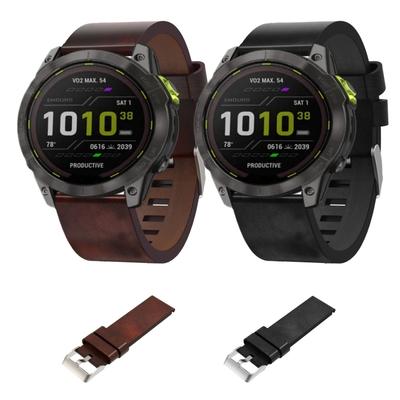 For Garmin Enduro 2 26mm Leather Steel Buckle Watch Band