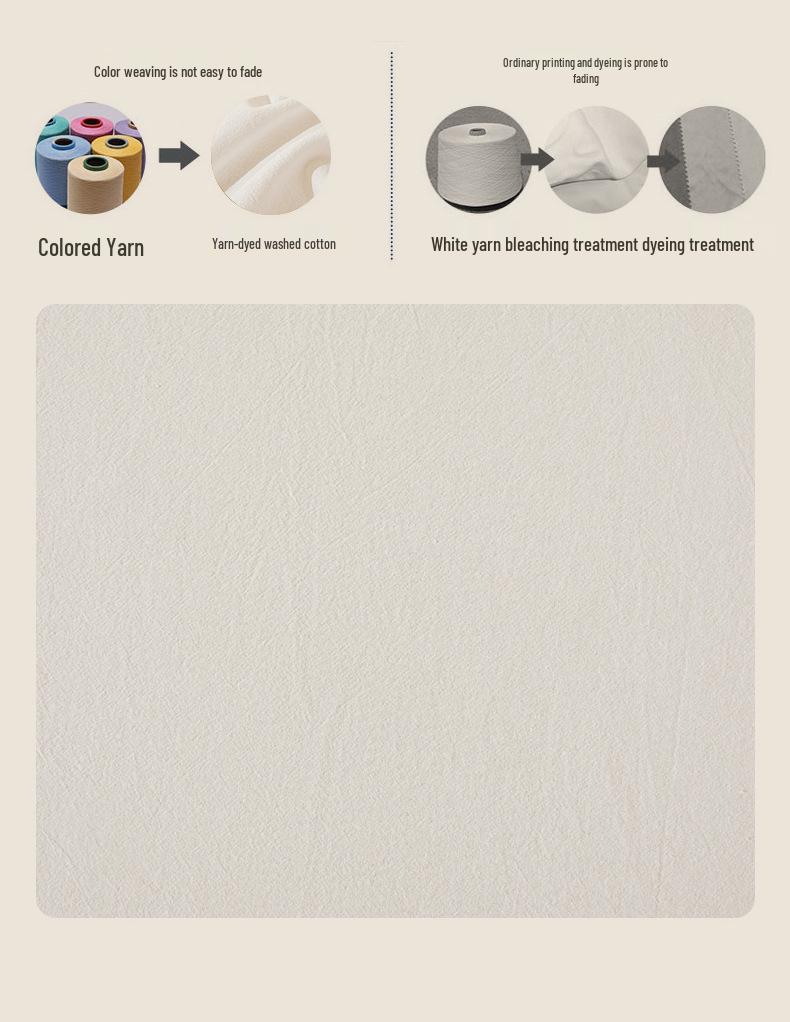 Pure Cotton Weave Washed Fitted Sheet - Solid Stripe Mattress Protector