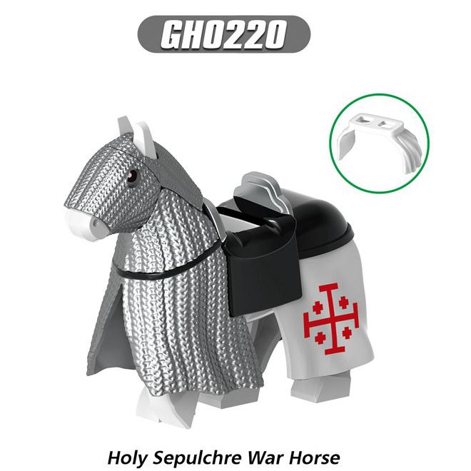 MOC Medeival Knights Horse Building Blocks Crow Wolf Warhorse Eagle Lion Green Dragon Warrior Bricks Toys Kids Gift