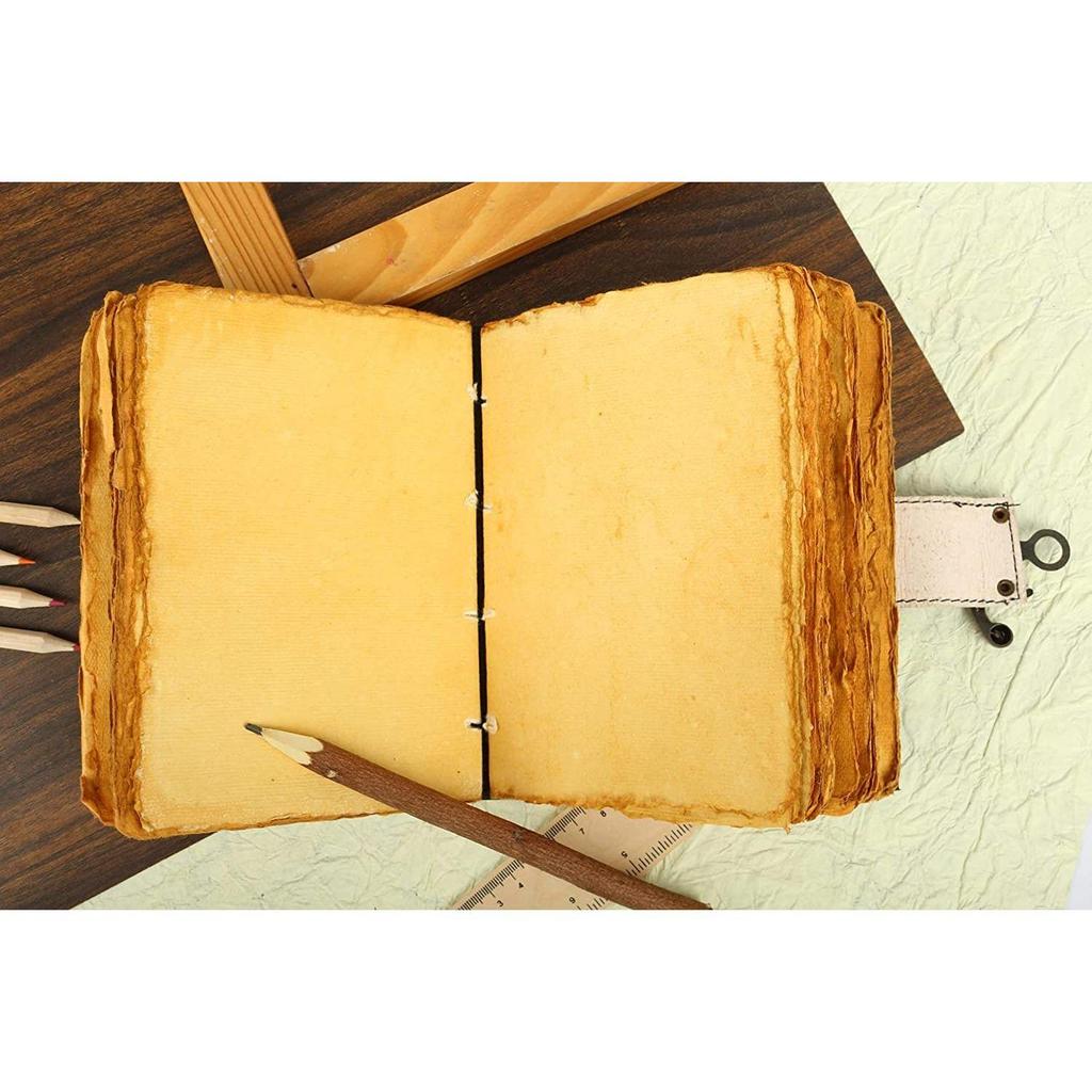 ALCRAFT Blank Spell Book of Shadows Journal with Lock Clasp Antique Handmade Deckle Edge Vintage Paper Leather Bound Journal