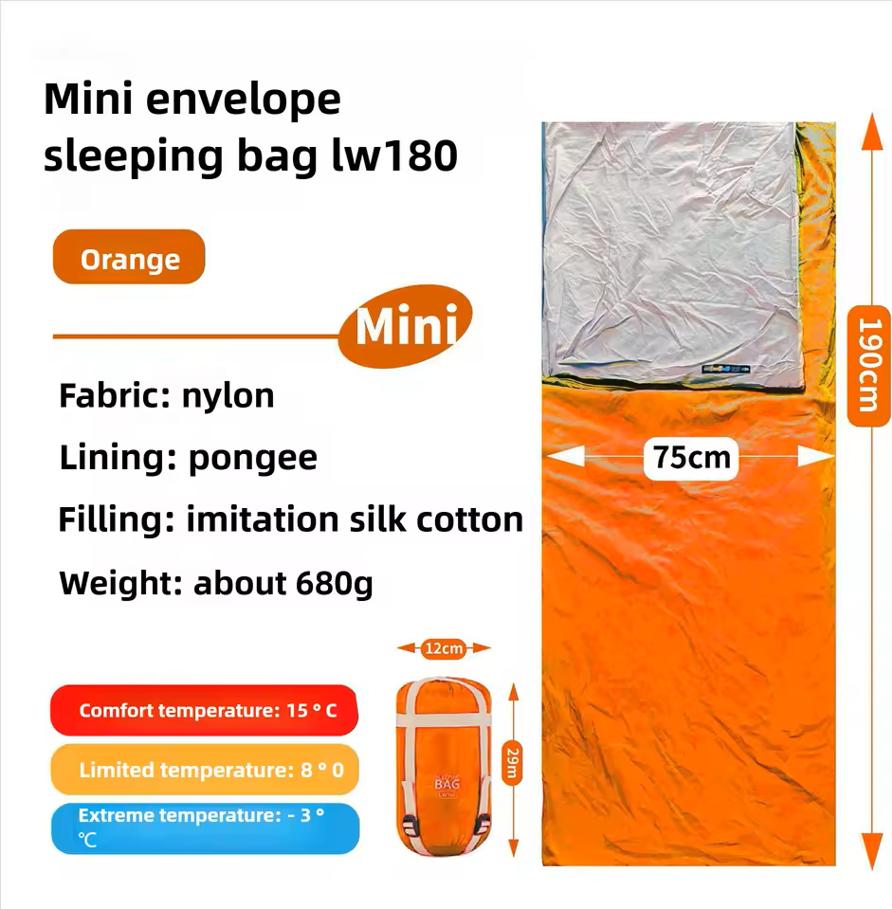 Outdoor camping, tourism, mountain climbing, adult sleeping bag, mini portable nylon cotton, machine washable, multi splicing