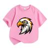 Kids Boys Girls 100% Cotton Crew Neck Short Sleeve T-Shirt, Cool Stylish Eagle Head Graphic Casual Soft Breathable Summer Tee for Children Daily Outdo