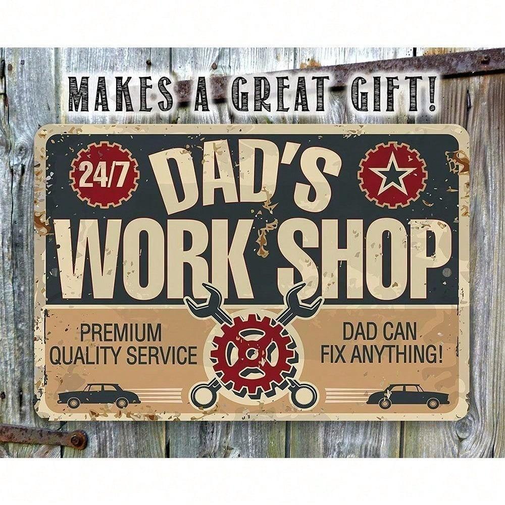 Personalized Metal Wall Art Dad Workshop Sign Father's Day Christmas Gift