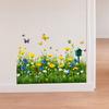 Selbstklebende Wandaufkleber, Grüne Gras-Wandeckaufkleber, Blumen Schmetterlinge Sockelleiste Wanddekale für Schlafzimmer Wohnzimmer