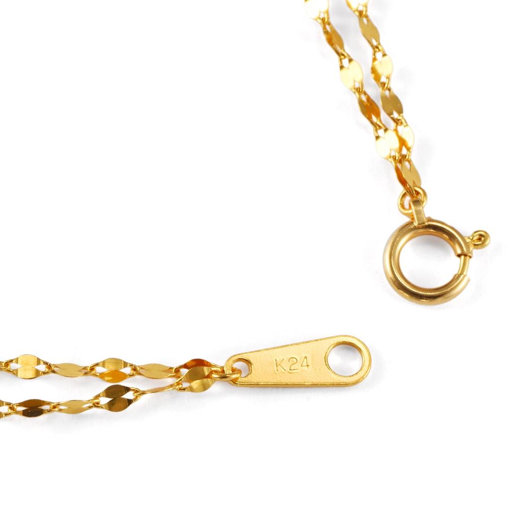 Bransoletka K24 z czystego złota z podwójnym łańcuszkiem i płatkami 17 cm, certyfikat Mint, złoto [Speranza], damska