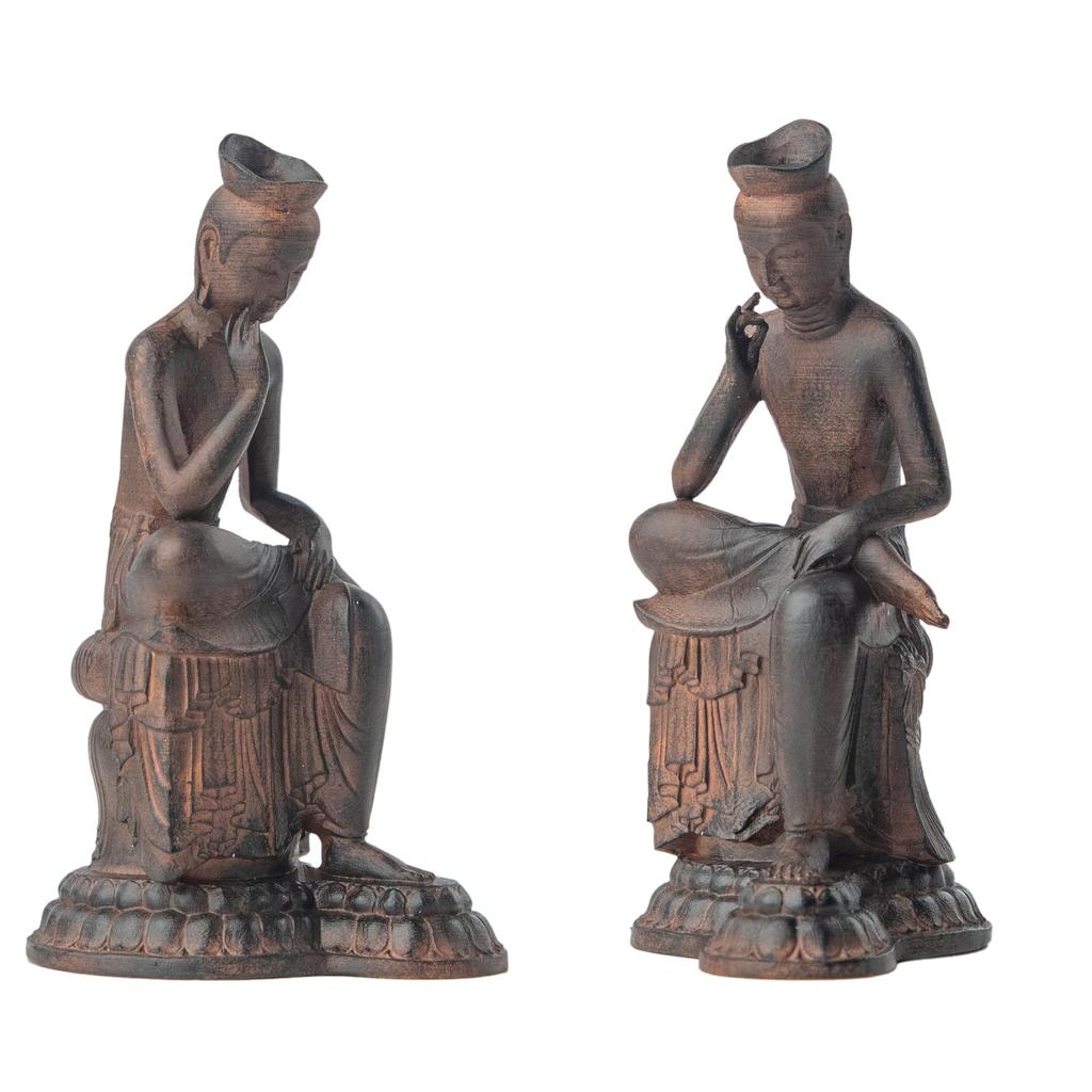 Tiny Existing Painted Maitreya Bodhisattva Wood Buddhist Buddhist Statue World Miroku Buddha, (Wooden Boxwood) - Carving, Statue, Figure, (GSBcol