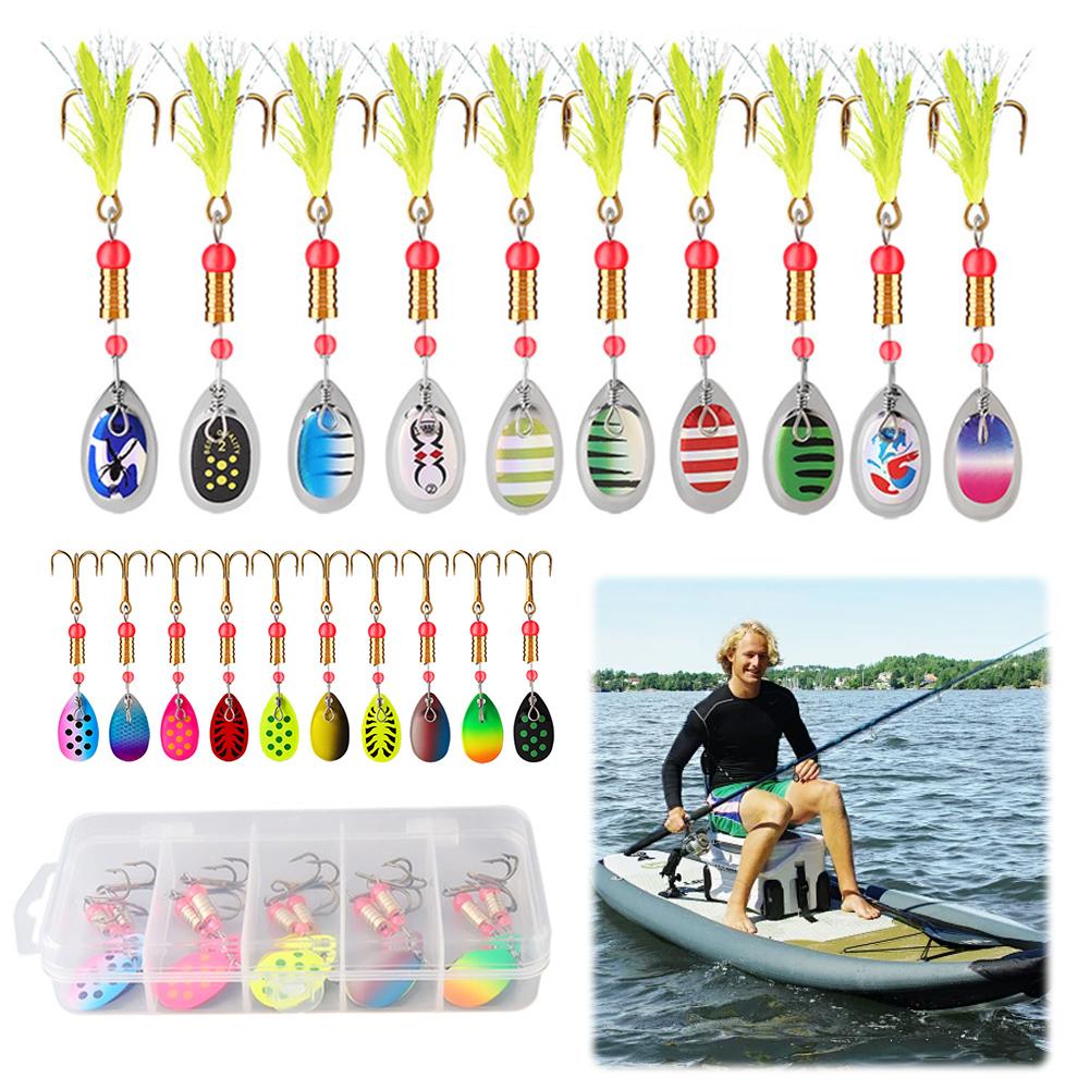 10pcs Boxed Metal Spoon Spinner Fishing Lure 3g Fishing Wobblers Artificial Bait Rotating Spoon Kit Fishing Gift for Dad Father