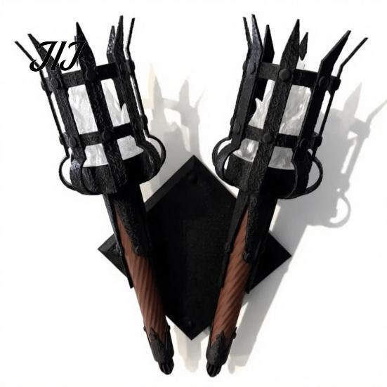 Wall Decoration for Medieval Theme Torch Sconce, LED Gothic Castle Decor Lamp, Artistic Sconce Script Killing Realistic Flickering Flame Light Themed