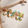 HECHENG Enamel Drip Glaze Flower Pattern Bohemian-Style Ring for Women of Sweet and Romantic Zircon 1 Piece