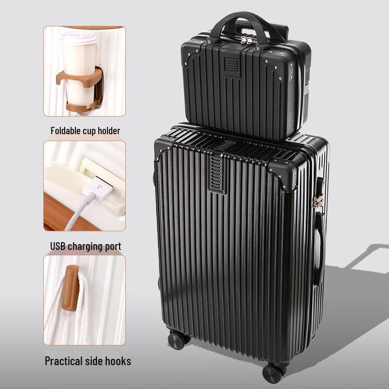 JOURHEY SHI Lightweight Rolling Suitcase with USB Cup Holder