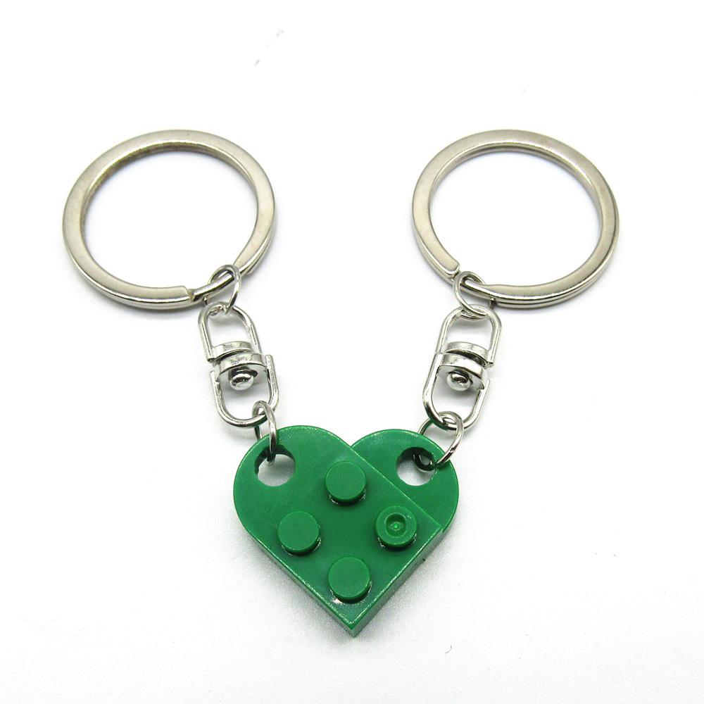 LEGO Heart Puzzle Keychain: European & American Style Building Block for Couples