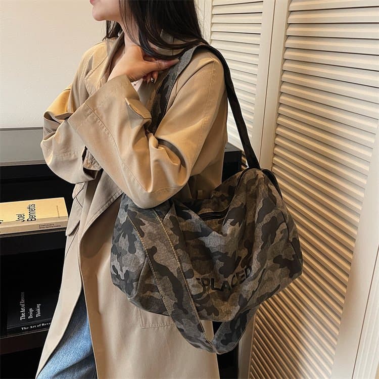 Vintage Camouflage Tote Bag Women's Shoulder Bag