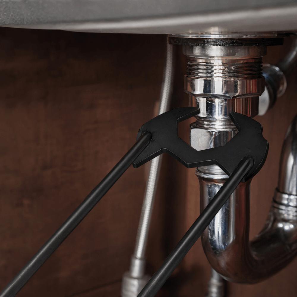 2pcs Four-Jaw Hex Design Basin Wrench Set Universal Fit Plumbers Wrench Kit Kitchen Sink