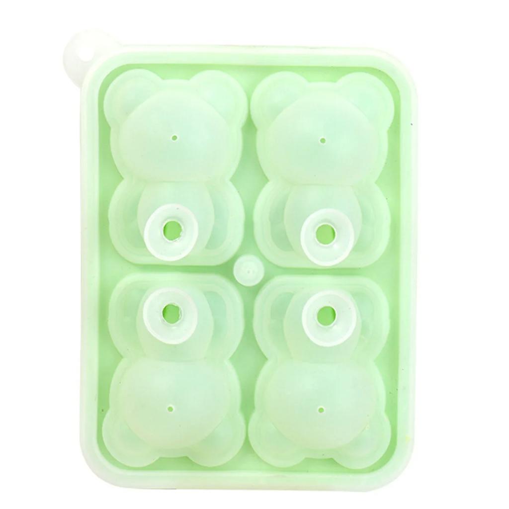 1pc New Four Grid Bear Ice Cube Mold Silicone Ice Grid Home Ice Cream Ice Cream Frozen Ice Ball Ice
