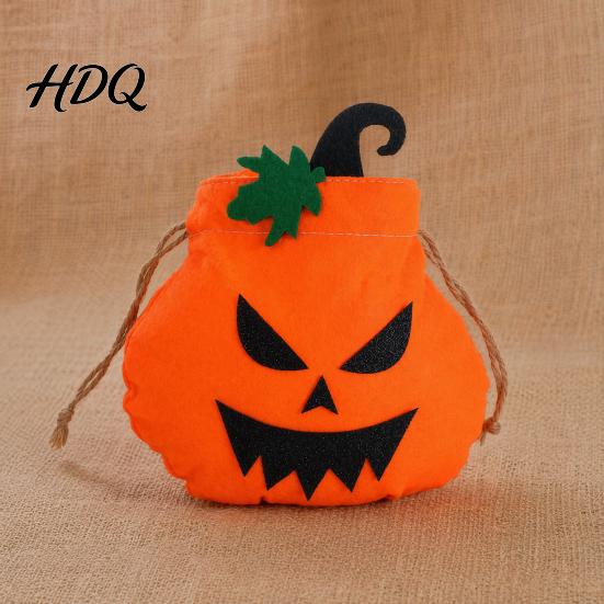 Pumpkin Candy Bag Halloween Drawstring for Kids Trick or Treat Bag Party
