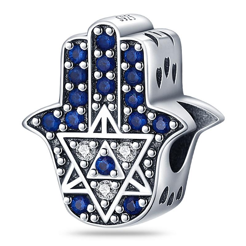 Real S925 Silver Color Classic Palm Devil's Eye Charms Beads For Women Male Fit  S925 Original Bracelets Fine DIY Jewelry