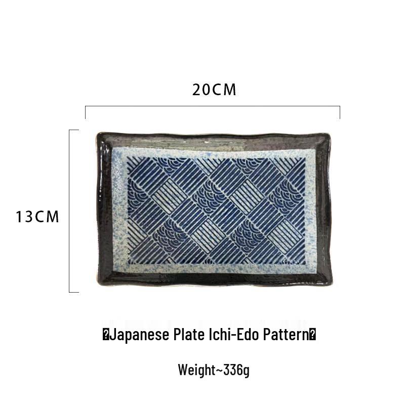 Japanese Edo Pattern Ceramic Serving Plates