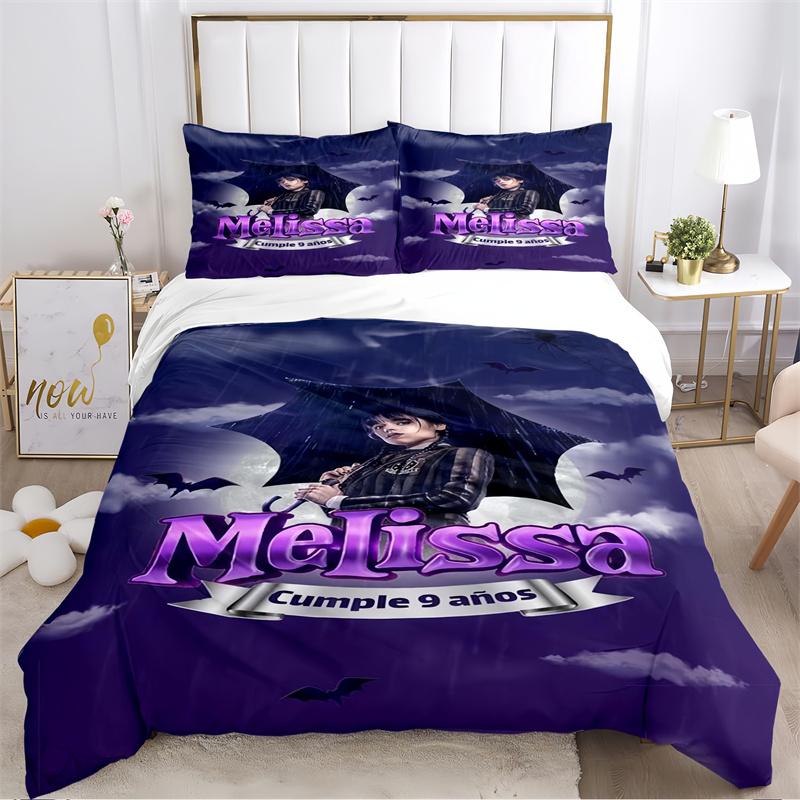 

Dark Style Girl with Braids Print Bedding Set, Black & Purple Bed Linen(1 * duvet cover + 2 * pillowcase, without core) 135x200cm