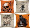 Spooky Halloween Pillows: Trick or Treat, Spider Web, Happy Halloween, and Raven Designs Sofa Cushion Cover, Gift