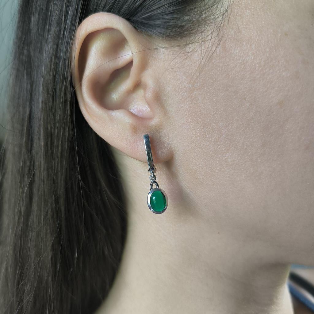 Серебряные серьги с изумрудом nano 2.163ct (2192206)