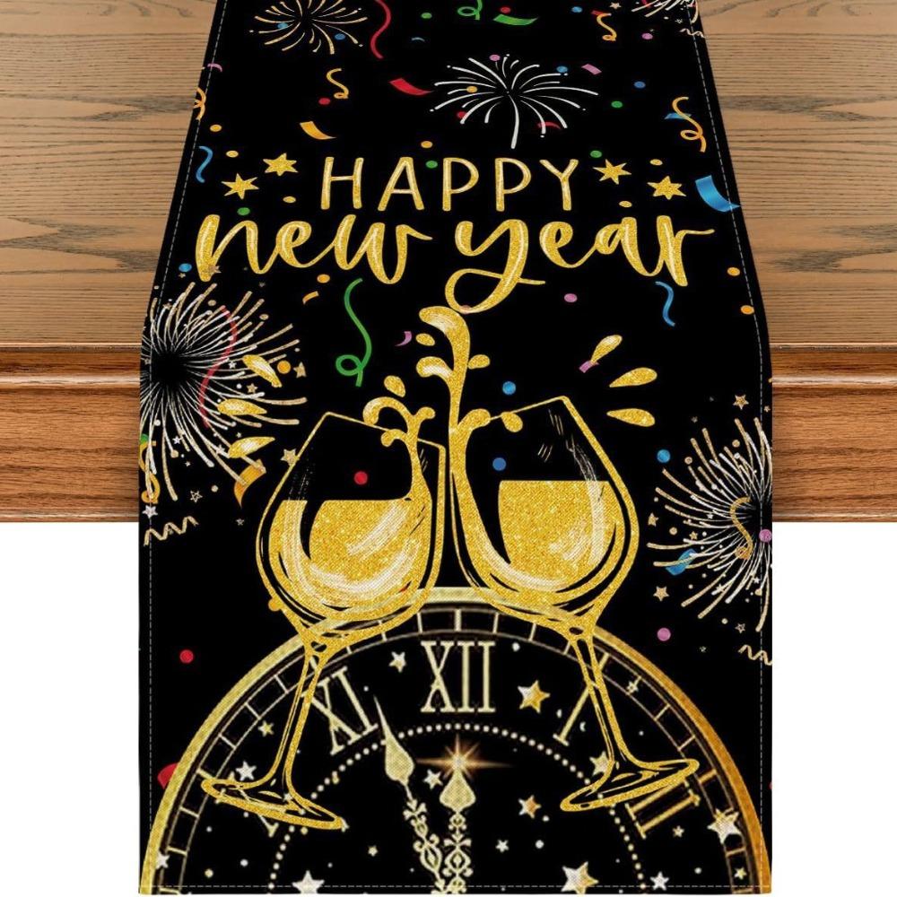 New Chinese New Year Table Runner Wine Glass New Year New Year Tablecloth New Year Table Flag Cover Home Decor
