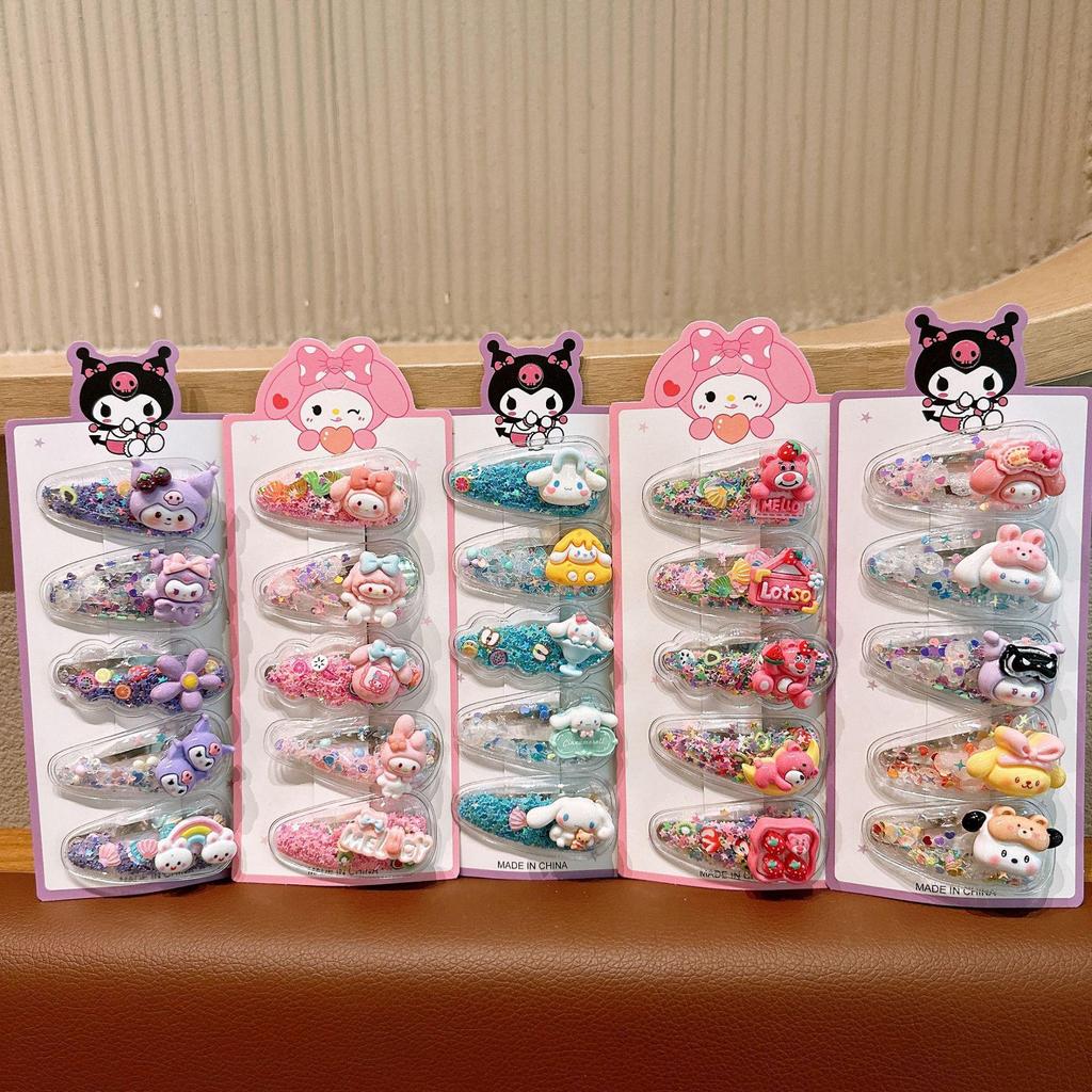 Kuromi Sanrio Girl's Flowing Sofa Bangs Hair Clips - Kid-Friendly and Sweet Design