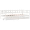 Daybed with Drawers White 80 X 200 Cm Pine Wood