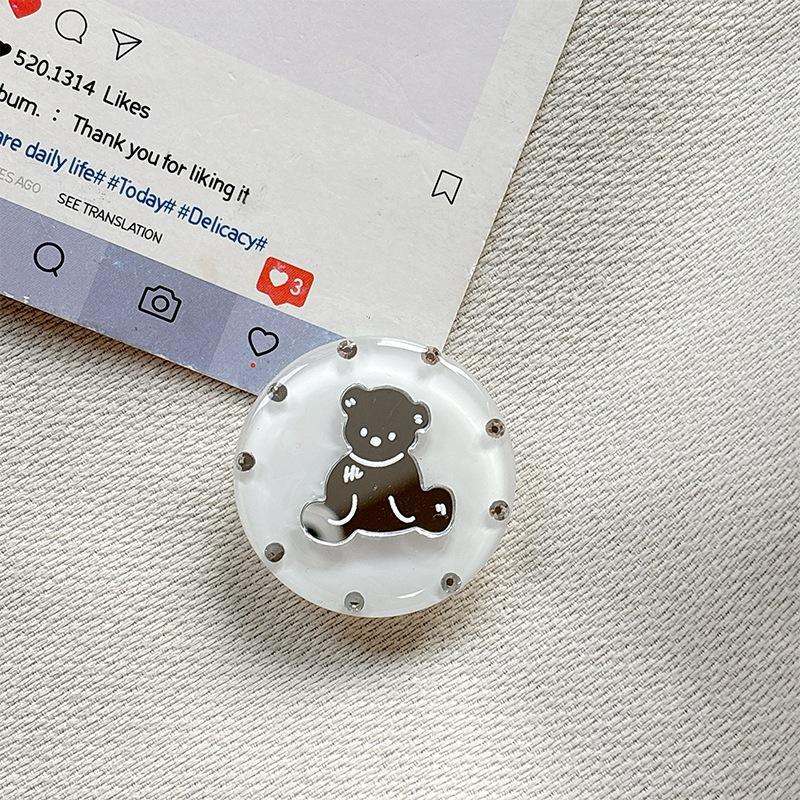 Telescopic Internet Celebrity Bear Creative Mirror Dot Diamond Simple Ring Mobile Phone Airbag Holder Female Internet Celebrity Woman