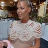 Exquisited Chest Chain Imitation Pearls Tassels Layered Necklace Shawl Beaded Body Jewelry for Elegant Evening Parties