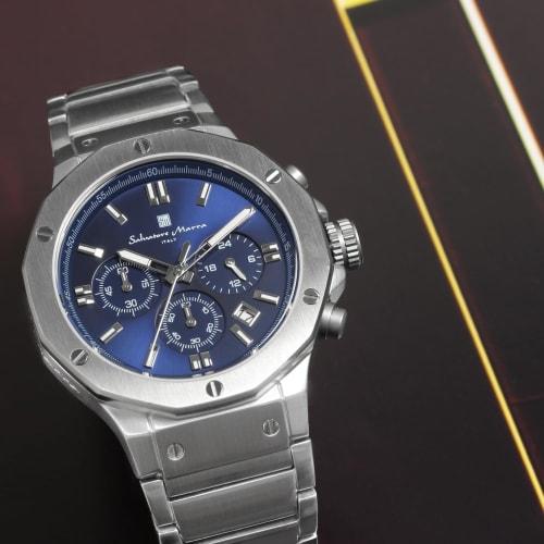Salvatore Mara Watch Men's Chronograph 10 ATM Water Resistant Business 20th Anniversary Limited Model SM18117SS (Navy)