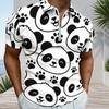 Men s Plus Size Grey Short Sleeve Quarter Zip Printed Plaid Collar Polo Shirt