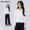 Barry Banny Girls' Lantern Puff Sleeve Ruffle Collar Blouse