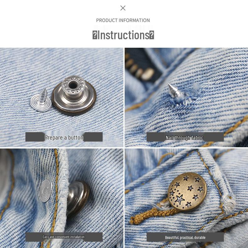 Antique Bronze Smooth Metal Tack Button for Jeans, Jackets & Dungarees with Engraving