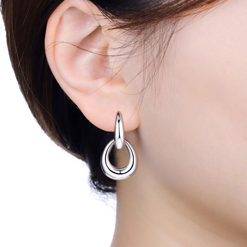 Orstarry 925 Sterling Silver Dvojitá Smyčka Minimalistické Visací Náušnice Dámské Náušnice Přívěsek Trend Univerzální Párty Šperky Dárky